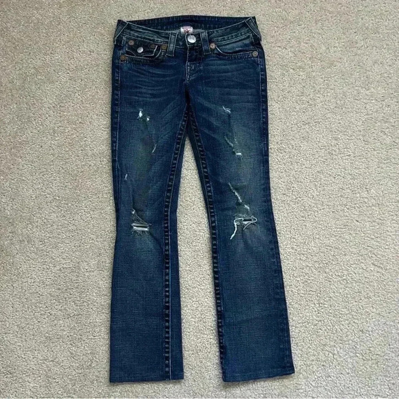 True Religion Jeans Rainbow Billy Blue Jeans Women Sz 26x29 Boot Cut 10572BLBT, - Picture 2 of 14